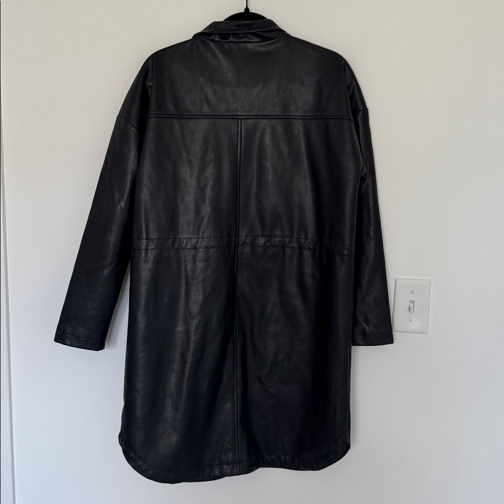 BB Dakota Black Women's Faux Leather Coat, Long - Size S - Picture 4 of 6